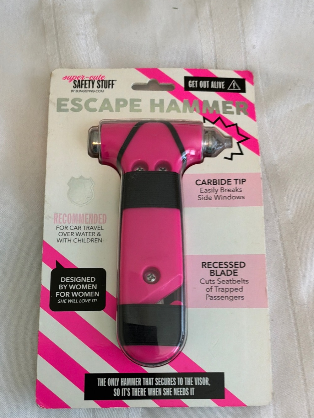 Super-Cute Pink Escape Hammer with Carbide Tip